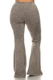 Chatoyant Plus Size Mineral Wash Bell Bottoms Taupe Gray