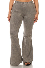 Chatoyant Plus Size Mineral Wash Bell Bottoms Taupe Gray
