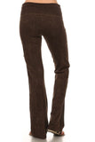 Chatoyant Bootcut Mineral Wash Fold Over Waist Pants Brown