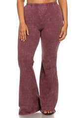 Chatoyant Plus Size Mineral Wash Bell Bottoms Mauve