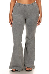 Chatoyant Plus Size Mineral Wash Bell Bottoms Lt. Gray