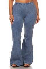 Chatoyant Plus Size Mineral Wash Bell Bottoms Lt. Denim