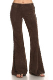 Chatoyant Crochet Side Lace Bell Bottoms Brown