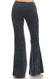 Chatoyant Crochet Side Lace Bell Bottoms Charcoal Navy