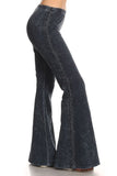 Chatoyant Crochet Side Lace Bell Bottoms Charcoal Navy