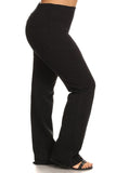 Chatoyant Plus Size Fold Over Waist Yoga Pants Black