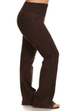 Chatoyant Plus Size Fold Over Waist Yoga Pants Brown