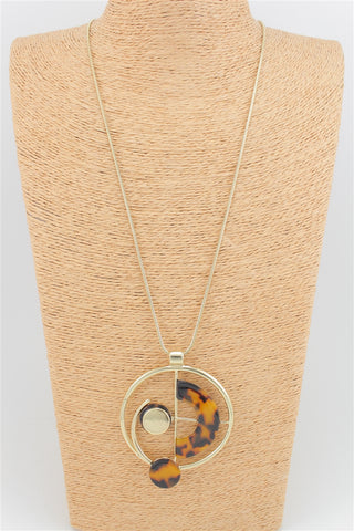 Gold and Tortoise Shell Long Necklace