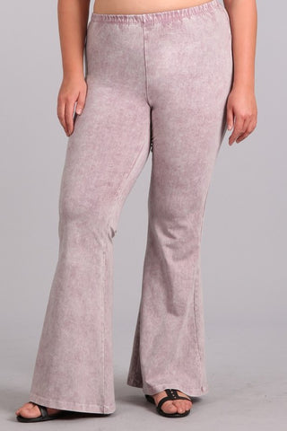 Chatoyant Plus Size Mineral Wash Bell Bottoms Lt. Pink