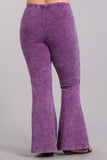 Chatoyant Plus Size Mineral Wash Bell Bottoms Orchid