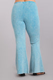 Chatoyant Plus Size Mineral Wash Bell Bottoms Sky Blue
