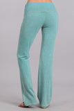 Chatoyant Bootcut Mineral Wash Fold Over Waist Pants Mint