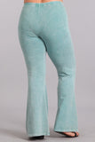 Chatoyant Plus Size Mineral Wash Bell Bottoms Mint