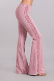 Chatoyant Crochet Side Lace Bell Bottoms Rose Pink