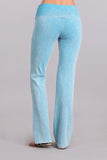 Chatoyant Bootcut Mineral Wash Fold Over Waist Pants Sky Blue