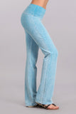 Chatoyant Bootcut Mineral Wash Fold Over Waist Pants Sky Blue