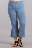 Chatoyant Plus Size Mineral Washed Crop Flare Lt. Denim