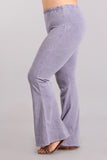 Chatoyant Plus Size Mineral Wash Bell Bottoms Lilac