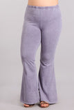 Chatoyant Plus Size Mineral Wash Bell Bottoms Lilac