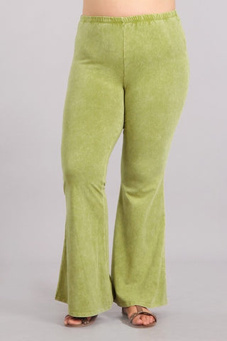 Chatoyant Plus Size Mineral Wash Bell Bottoms Pear