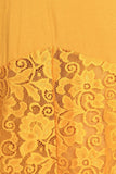 Chatoyant Plus Size Fold Over Waist Lace Gauchos Mustard