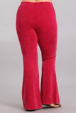 Chatoyant Plus Size Mineral Wash Bell Bottoms Raspberry