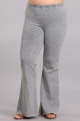 Chatoyant Plus Size Mineral Wash Bell Bottoms Silver