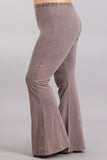 Chatoyant Plus Size Mineral Wash Bell Bottoms Desert Taupe