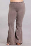 Chatoyant Plus Size Mineral Wash Bell Bottoms Desert Taupe