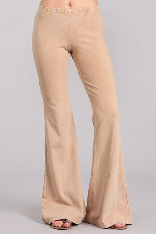 Chatoyant Mineral Wash Bell Bottoms Beige