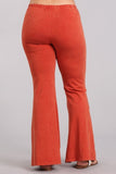 Chatoyant Plus Size Mineral Wash Bell Bottoms Rust