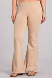 Chatoyant Plus Size Mineral Wash Bell Bottoms Beige