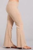 Chatoyant Plus Size Mineral Wash Bell Bottoms Beige