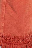 Chatoyant Plus Size Mineral Wash Ankle Length Crochet Fringe Rust