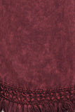 Chatoyant Plus Size Mineral Wash Ankle Length Crochet Fringe Burgundy