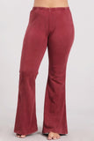 Chatoyant Plus Size Mineral Wash Bell Bottoms Burnt Clay