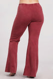 Chatoyant Plus Size Mineral Wash Bell Bottoms Burnt Clay