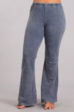 Chatoyant Plus Size Mineral Wash Bell Bottoms Blue Gray