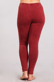Chatoyant Plus Size Mineral Wash Leggings Burnt Clay