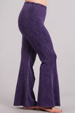 Chatoyant Plus Size Mineral Wash Bell Bottoms Grape