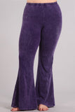 Chatoyant Plus Size Mineral Wash Bell Bottoms Grape