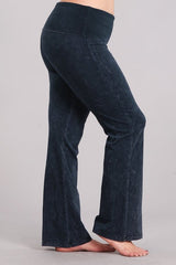 Chatoyant Plus Size Fold Over Waist Yoga Pants Charcoal Navy