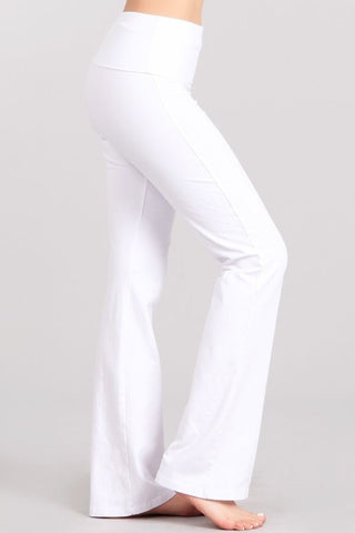 Chatoyant Bootcut Mineral Wash Fold Over Waist Pants White