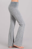 Chatoyant Plus Size Bootcut Mineral Wash Fold Over Waist Pants Silver