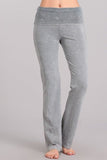 Chatoyant Plus Size Bootcut Mineral Wash Fold Over Waist Pants Silver