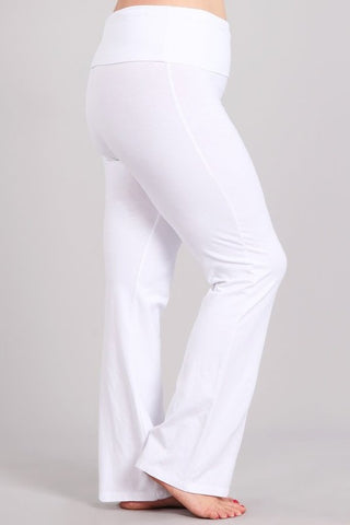 Chatoyant Plus Size Fold Over Waist Yoga Pants White – Jalynn's Closet