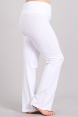 Chatoyant Plus Size Fold Over Waist Yoga Pants White