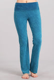 Chatoyant Bootcut Mineral Wash Fold Over Waist Pants Blue Turquoise