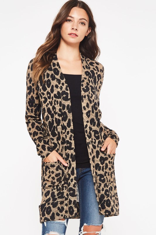 Leopard print sweater cardigan best sale