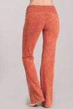 Chatoyant Bootcut Mineral Wash Fold Over Waist Pants Rust
